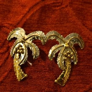 Vintage Gold and Silver Palm Tree Earrings